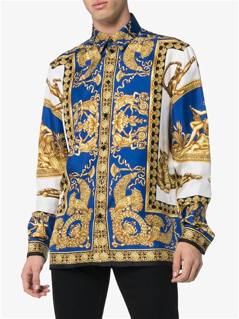 versace blue and white shirt|versace pattern shirt.